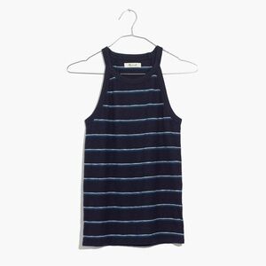 Madewell Timeoff Tank Top Indigo Shawn Stripe Women’s Small High-Neck Preppy